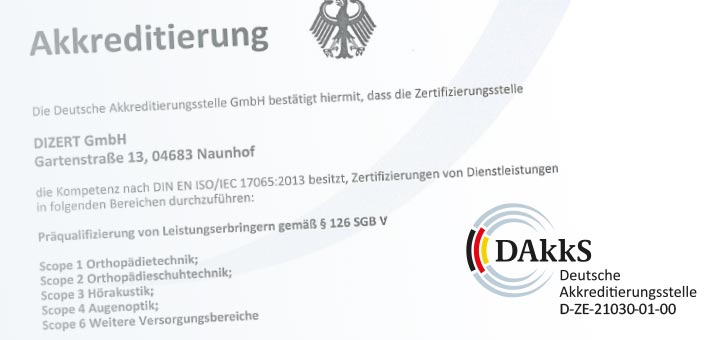 DIZert ist akkreditierte Präqualifizierungsstelle durch die DAkkS